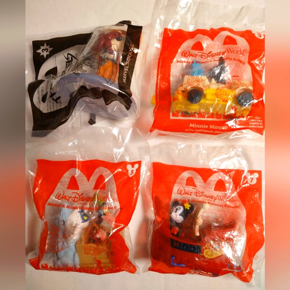 MCDONALD'S MICKEY & MINNIE'S RUNAWAY RAILWAY (3,5,7) & MARVEL'S GOOSE CAT (NWT)